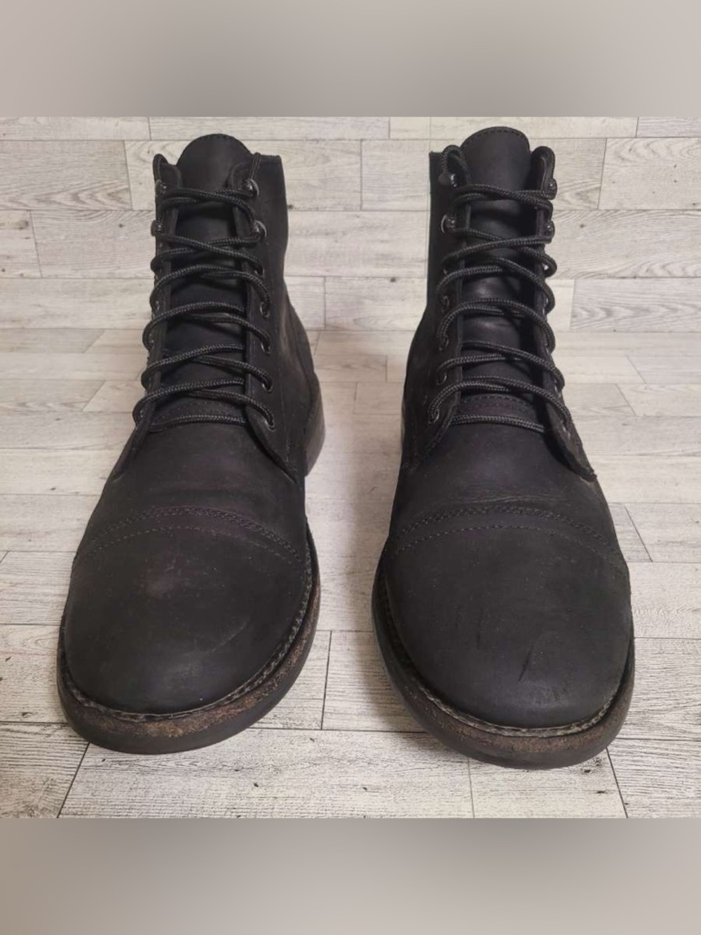 Men's Thursday Captain Black Matte Leather Cap Toe Biker Combat Boots Size 12 - Picture 3 of 10